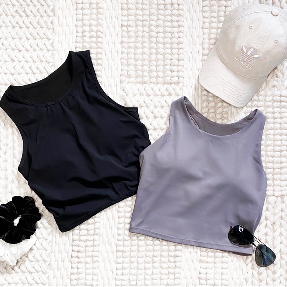 Active Extreme Racerback Plum Grey Crop Tank Top - Picture 7 of 10